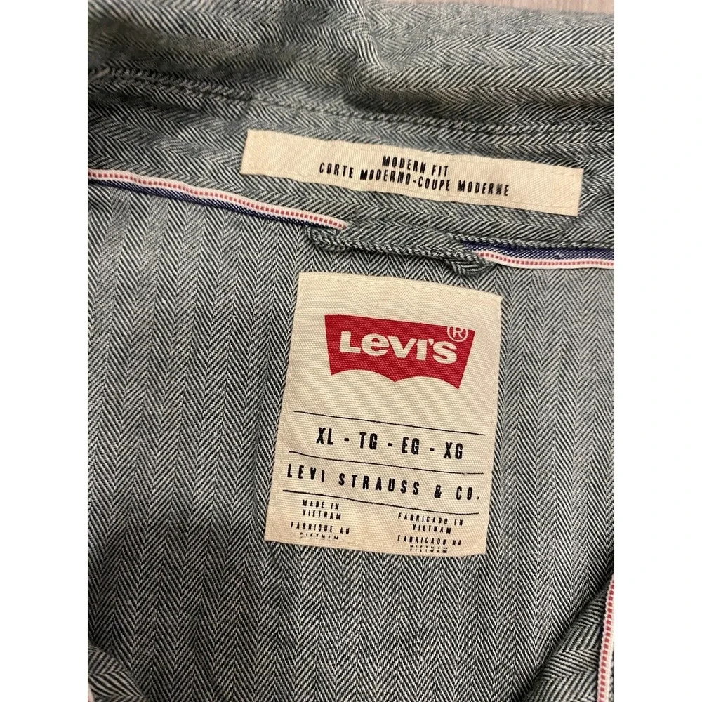 Levi's Shirt Men's Extra Large XL Long‎ Sleeve Pearl Snap Denim Green Soft